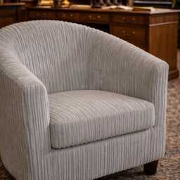 Accent Tub Chair Upholstered in A Luxurious Silver Jumbo Cord Fabric - thumbnail 2