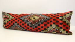 King Size Kilim Pillow Cover 14x48, Turkish Wool Lumbar Cushion - thumbnail 1