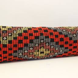 King Size Kilim Pillow Cover 14x48, Turkish Wool Lumbar Cushion - thumbnail 3