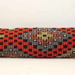 King Size Kilim Pillow Cover 14x48, Turkish Wool Lumbar Cushion - thumbnail 2