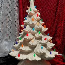 Handmade Ceramic Christmas Tree Glazed Holiday Decor With Multicolor Bulbs - thumbnail 2