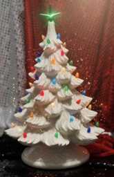Handmade Ceramic Christmas Tree Glazed Holiday Decor With Multicolor Bulbs - thumbnail 1