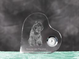 Flandres Cattle Dog - Crystal Clock in The Shape Of A Heart With Image Pure-Bred Dog - thumbnail 1
