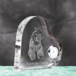 Flandres Cattle Dog - Crystal Clock in The Shape Of A Heart With Image Pure-Bred Dog - thumbnail 3