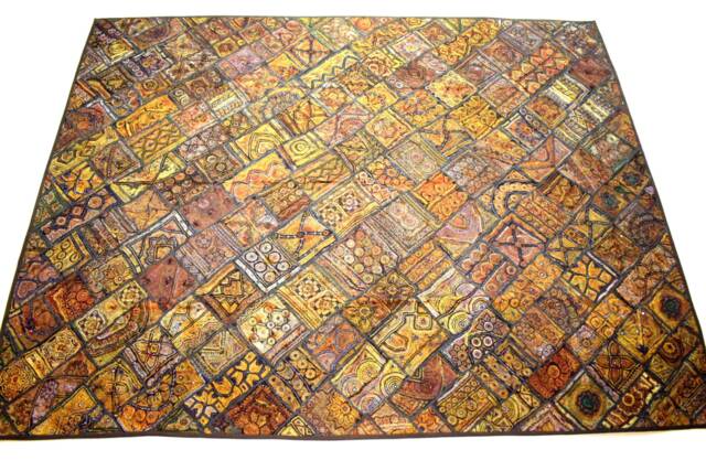 Antique Handmade Tapestry Golden Thread Embroidery Mirror Patch Work Vintage Wall Hanging - image 1