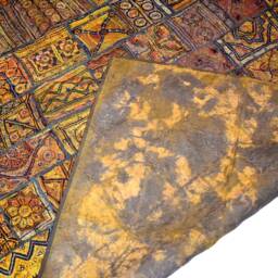 Antique Handmade Tapestry Golden Thread Embroidery Mirror Patch Work Vintage Wall Hanging - thumbnail 4