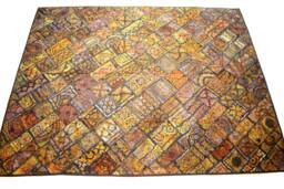 Antique Handmade Tapestry Golden Thread Embroidery Mirror Patch Work Vintage Wall Hanging