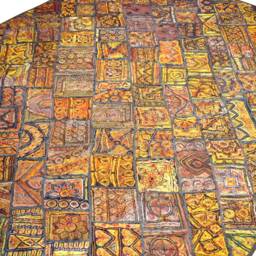 Antique Handmade Tapestry Golden Thread Embroidery Mirror Patch Work Vintage Wall Hanging - thumbnail 3
