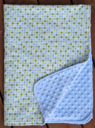 Handmade Baby Minky Blanket Blue Dotted Crib Blanket - 29.5x40 - thumbnail 1