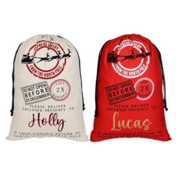 Personalised Christmas Santa Sack Large Cotton Gift Sack, Any Name - thumbnail 1