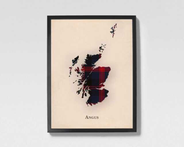 Clan Angus Scottish Tartan Map - Of Scotland Family Wall Decor, Ready To Hang - image 1