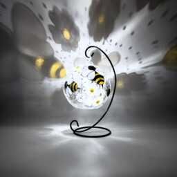 Daisies & Bees Glass Candle Holder, Hand Painted Tea Light Shelf Decor Idea - thumbnail 4