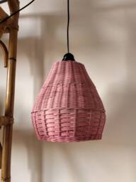 Suspension Lamp in Pink Wicker - thumbnail 1