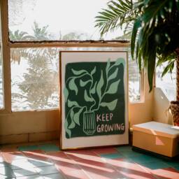 Keep Growing Unframed Print - Typography Positive Posters Uplifting Art Motivating Poster Feel-Good Prints Happy Decor Plant - thumbnail 1