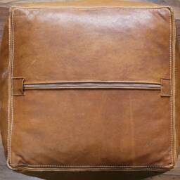 Leather Pouf Cube - Vintage Look - thumbnail 3