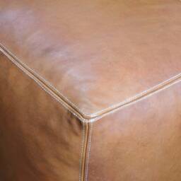 Leather Pouf Cube - Vintage Look - thumbnail 2