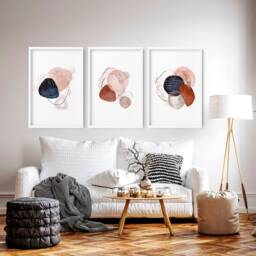 Extra Large Abstract Wall Art Decor For Living Room Set Of 3, Maximalist Home Office Lawyer, Abstract Shape Painting Prints - thumbnail 1