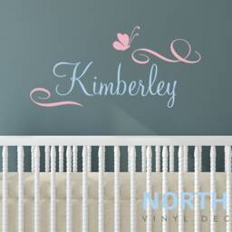 Girls Name Wall Decal - Custom Decor Butterfly Sticker Nursery Art - thumbnail 2