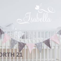 Girls Name Wall Decal - Custom Decor Butterfly Sticker Nursery Art - thumbnail 3