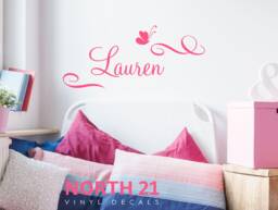 Girls Name Wall Decal - Custom Decor Butterfly Sticker Nursery Art - thumbnail 1