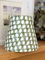 Fermoie Green Wicker Print Linen Candle Clip 14cm 5.1/2 Inch Lampshade