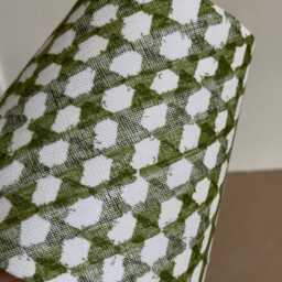 Fermoie Green Wicker Print Linen Candle Clip 14cm 5.1/2 Inch Lampshade - thumbnail 3