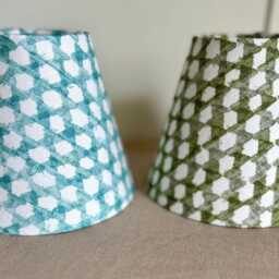 Fermoie Green Wicker Print Linen Candle Clip 14cm 5.1/2 Inch Lampshade - thumbnail 4