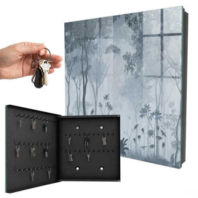 Misty Forest Wall Mounted Key Cabinet, Gray Box For Home, Painterly Nature, Lovers Of Nature & Peace - image 1