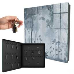 Misty Forest Wall Mounted Key Cabinet, Gray Box For Home, Painterly Nature, Lovers Of Nature & Peace - thumbnail 1