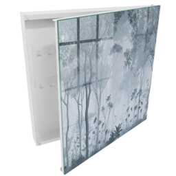 Misty Forest Wall Mounted Key Cabinet, Gray Box For Home, Painterly Nature, Lovers Of Nature & Peace - thumbnail 2