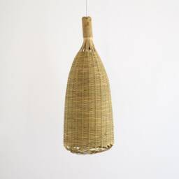 Tall Bamboo Pendant Light - Repurposed Fishing Trap Lampshade Natural Bohemian - thumbnail 2