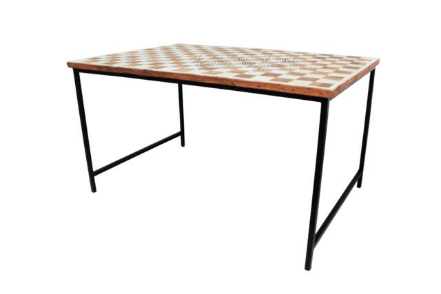 Wooden Inlay Furniture Chess Design Center Table With Black Iron Leg/Tea Coffee - image 1
