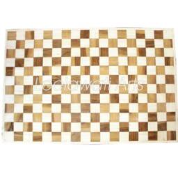 Wooden Inlay Furniture Chess Design Center Table With Black Iron Leg/Tea Coffee - thumbnail 4