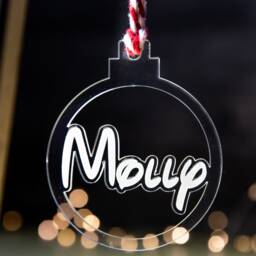 Personalised Clear Acrylic Bauble Hanging Stockings, Custom Bauble, Family Gift Decor, First Christmas Decoration, Names, 2023 - thumbnail 2