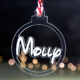 Personalised Clear Acrylic Bauble Hanging Stockings, Custom Bauble, Family Gift Decor, First Christmas Decoration, Names, 2023 - thumbnail 3