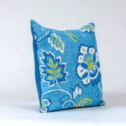 Thibaut Floral Pillow Cover Blue Jacobean Linen Cotton Blend - thumbnail 2