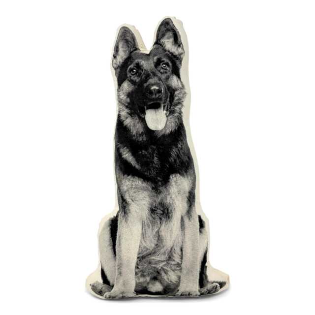 German Shepherd Pillow, Black & White Silkscreen Print, Dog Lover Gift - image 1