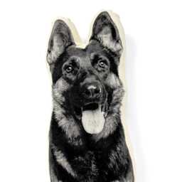 German Shepherd Pillow, Black & White Silkscreen Print, Dog Lover Gift - thumbnail 3