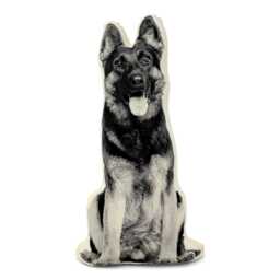 German Shepherd Pillow, Black & White Silkscreen Print, Dog Lover Gift - thumbnail 1