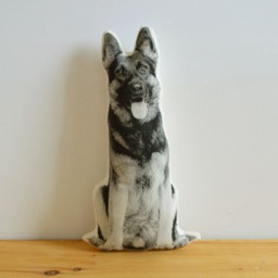 German Shepherd Pillow, Black & White Silkscreen Print, Dog Lover Gift - thumbnail 4