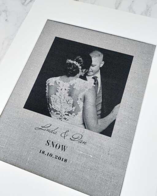 Personalized Photo Print On Cotton Or Linen - Wedding Anniversary Gift 2nd, 4Th, 12Th For Husband, Wife Couple - image 1