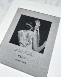Personalized Photo Print On Cotton Or Linen - Wedding Anniversary Gift 2nd, 4Th, 12Th For Husband, Wife Couple - thumbnail 1