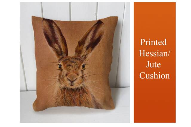 Hare Bunny Rabbits Vintage - Cushion Fabric Panel Or Case Or With Filling Rustic Natural Jute Burlap Hessian