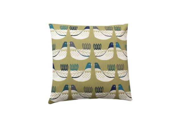 Handmade Scandinavian Fabric Chicken Print Kiwi Green Linen Throw Pillow Sham Cushion Cover - image 1