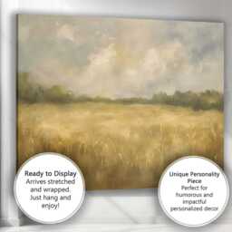 Soft Misty Countryside Meadow Neutral Landscape Canvas Wall Art Print Decor Picture Ready To Hang - thumbnail 3