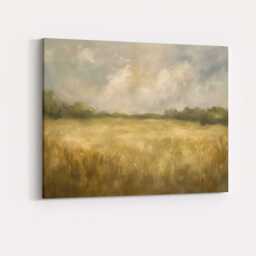 Soft Misty Countryside Meadow Neutral Landscape Canvas Wall Art Print Decor Picture Ready To Hang - thumbnail 4