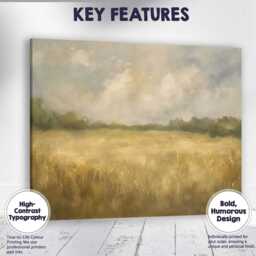 Soft Misty Countryside Meadow Neutral Landscape Canvas Wall Art Print Decor Picture Ready To Hang - thumbnail 1
