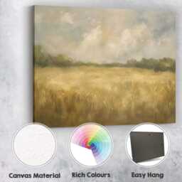 Soft Misty Countryside Meadow Neutral Landscape Canvas Wall Art Print Decor Picture Ready To Hang - thumbnail 2