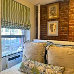 Custom Order Relaxed Roman Shades , With Chain Mechanism, Greenery Stripe By Spoonflower, Window Treatments - thumbnail 2