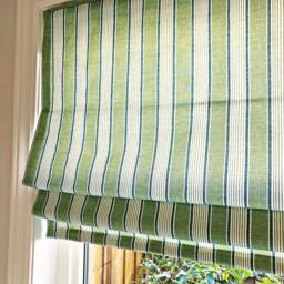 Custom Order Relaxed Roman Shades , With Chain Mechanism, Greenery Stripe By Spoonflower, Window Treatments - thumbnail 3